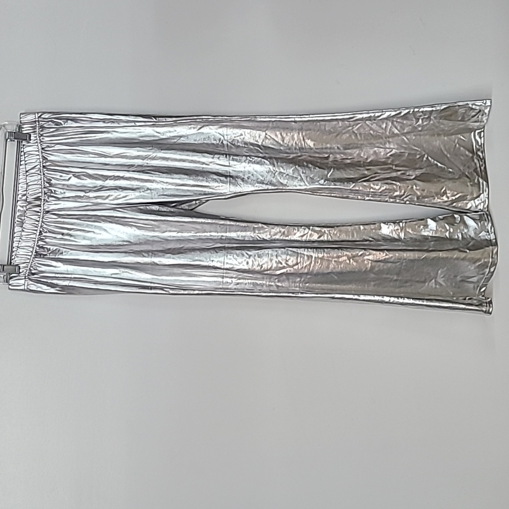 Flare Silver Lame Leggings
